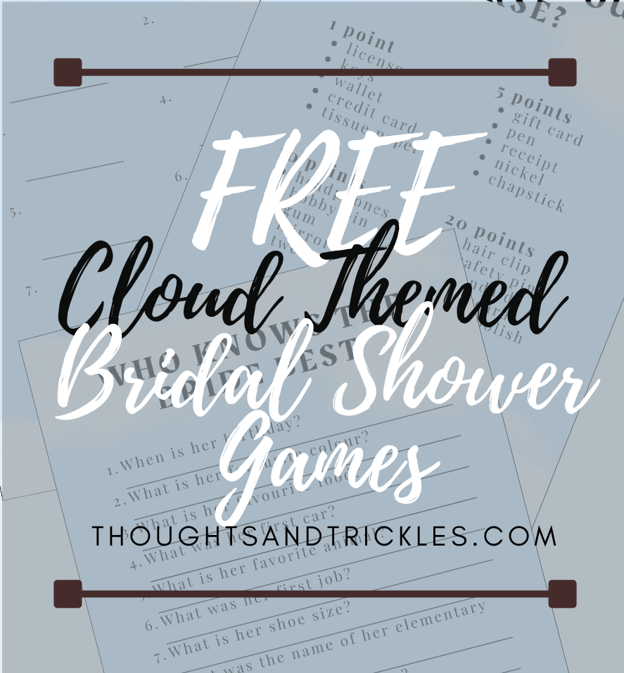 Cloud themed bridal shower games