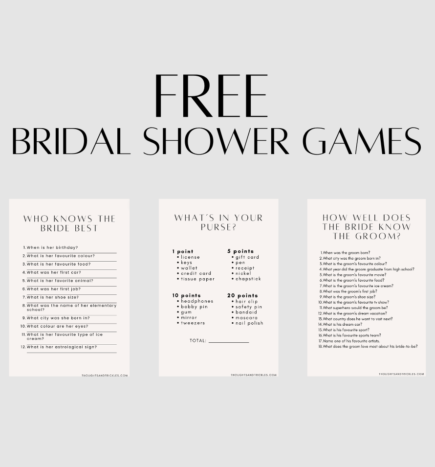 Minimalistic Bridal Shower Games